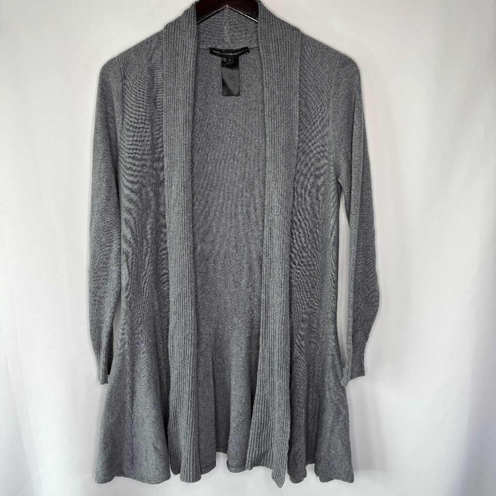 White House Black Market Women's Gray Shawl Collar Open Front Cardigan Size S